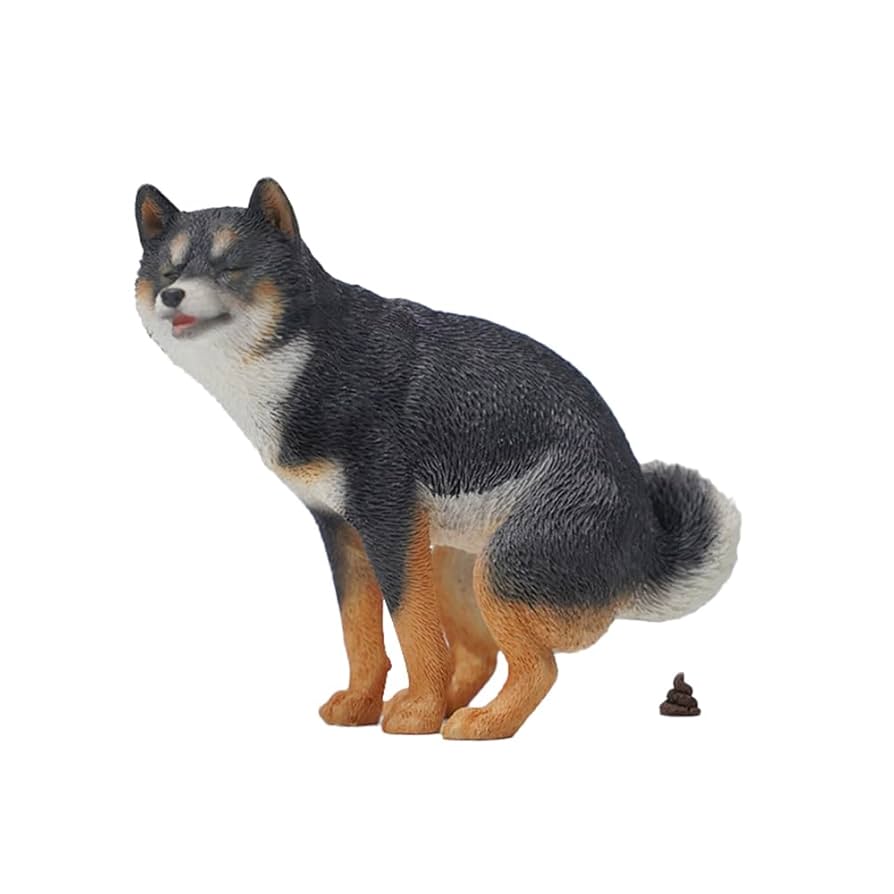 Amazon | JXK トイレタイム柴犬 柴犬フィギュ ハーフスクワット